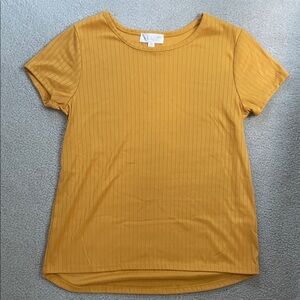 Bkind Golden Yellow Ribbed‎ Short Sleeve Top